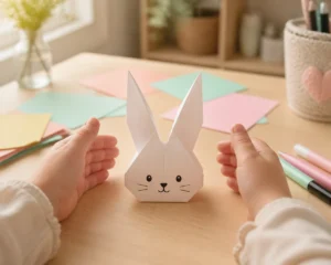 Origami tête de lapin est-il facile à réussir avec un enfant ?